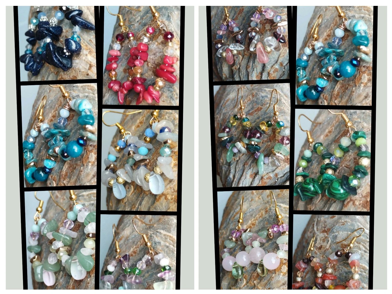 1 x 10€🌟 2 x 16€🌟 ❤️🔥🎁🧿🫴🏼Preciosas Argollas Artesanales de Minerales Naturales🫴🏼🧿🎁❤️🔥